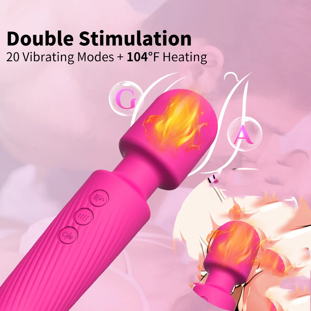 New Powerful Erotic Massage Vibrating Clitoris Vibromasseur 8 Speeds 20  Vibration Heating Electric Shock Wand Vibrator for Women