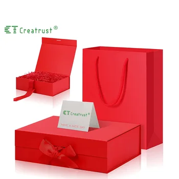 Creatrust High Quality Customized jewelry gift wrapping red boutique shopping your own logo kraft paper bag With Logo Print
