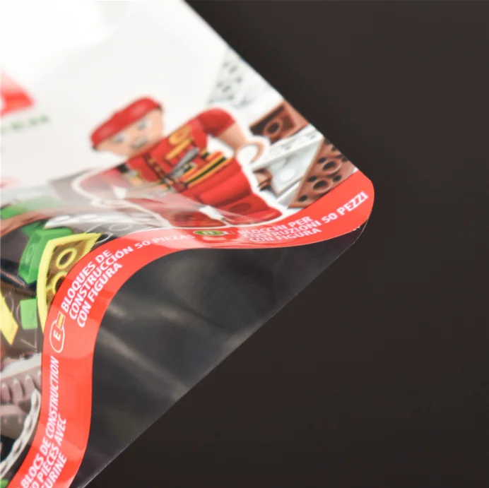 Custom Printed Candy Building Blocks Toy Blind Box Packaging Packet Pouch Stand up Plastic Mylar Bag with Zipper Hanger Hole