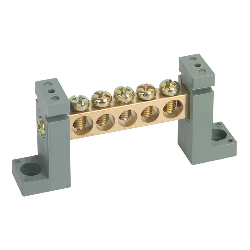 Zero Ground Copper  with 7-Type Bridge and Screw Earth Brass Terminal Block  Zero Line Brass Terminal Bar for Distribution Box