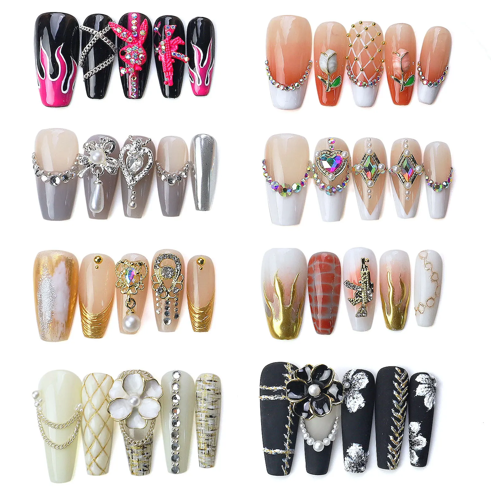 10pcs/pack Colorful Nail Art Alloy Accessories Luxury Brand Logo Metal