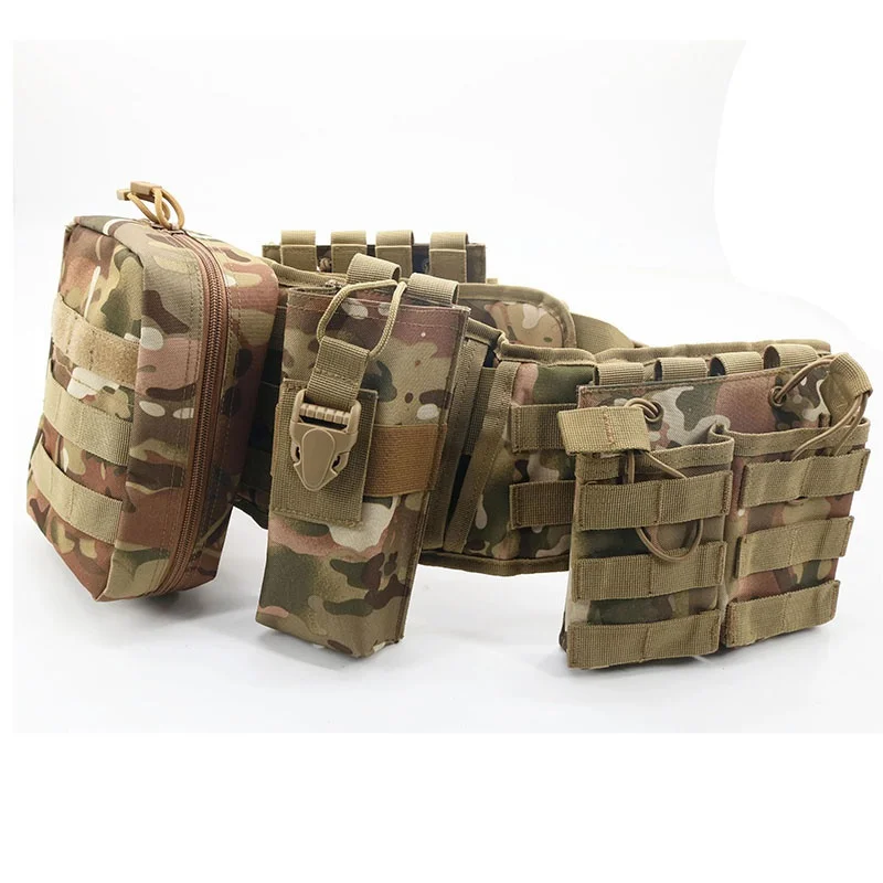 Multi-functional Adjustable Outdoor Waist Wrap Camouflage Tactical Belt Set Multi-functional Belt High Duty Accessory Bag