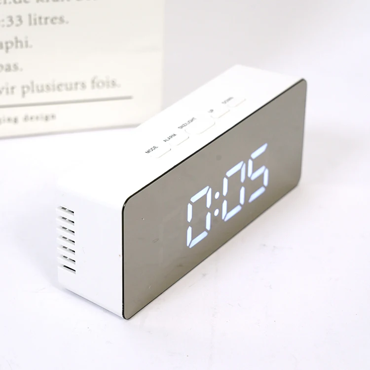 High Quality Led Multi-function Digital Snooze Display Time Table Alarm Mirror Clocks Led Mirror Clock