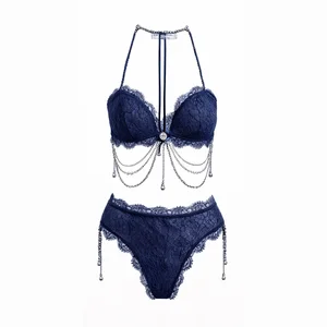 Top Hot Women Lingerie with Jewelry Inspired Detail 18 Years Manufacturing Sexy Underwear Lace Bra for Wedding Women Lingerie