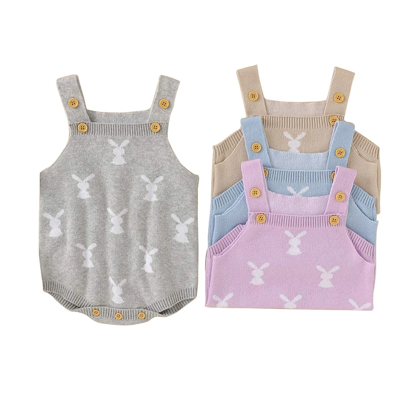 Rabbit Knitted Baby Rompers and Bunny Girl Jumpsuits