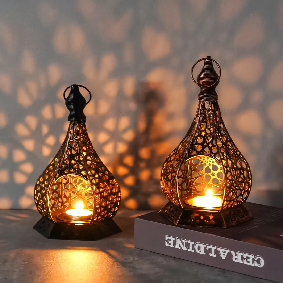 Moroccan-Style Religious Candle Lantern Unique Ethnic Metal Candle Holder for Christmas Home Decoration Spiritual Homes
