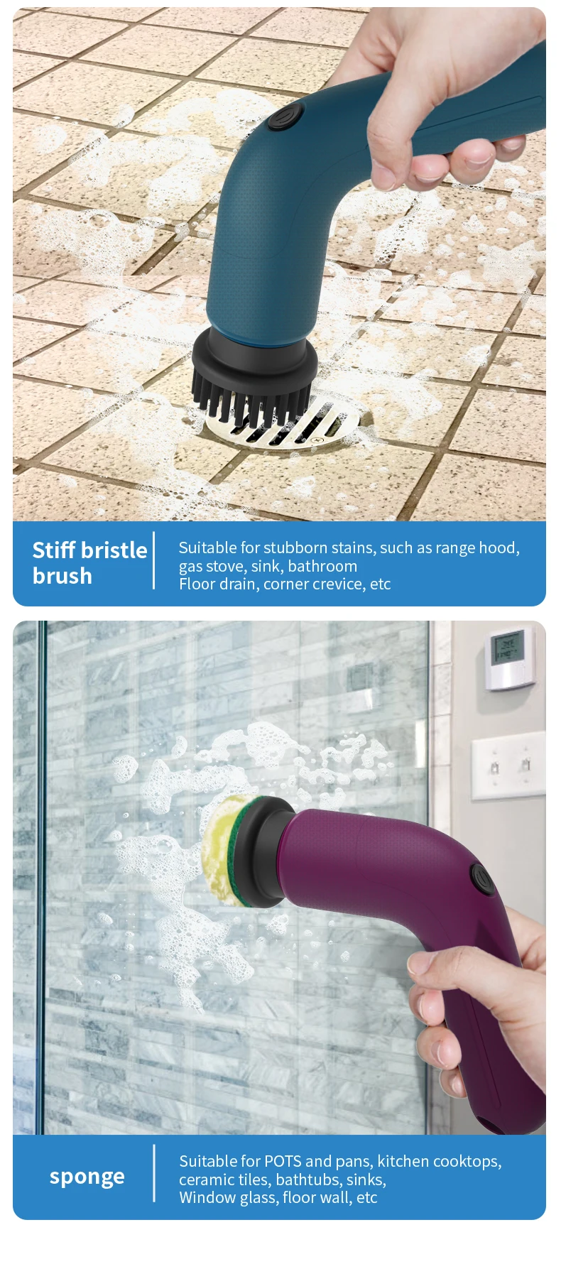 Electric Spin Rechargeable Automatic Cordless Kitchen Rotating Cleaning