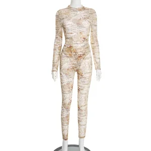 Dropshipping 2026 Woman Fall Winter Long Sleeve Romper and Pants Two Piece Women's Sets