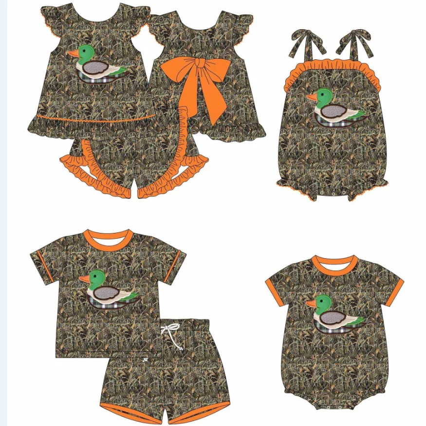 Barboteuse Bébé Thème Chasse - Motif Canard Cerf Camouflage, Manches Longues, Fermeture Éclair, Taille 0-18 Mois, Polyester