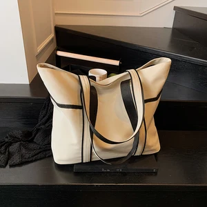 Custom Size Simple Solid Color Tote Bag Simple Fashion Canvas Tote Bag Canvas Shoulder Bag Plain Custom Canvas Shopping Bag