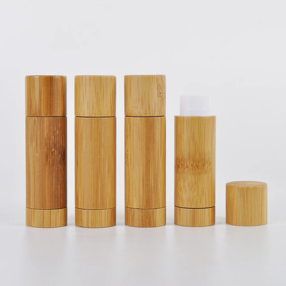 Wholesale Refillable Eco Friendly Biodegradable 5ml Bamboo Lipstick Packaging Empty Bamboo Lip Balm Tubes