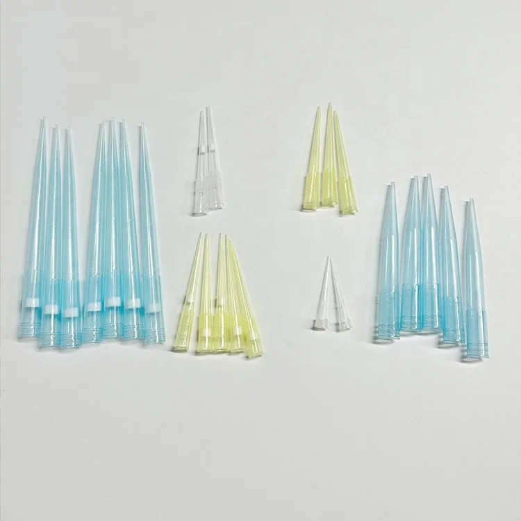 200ul Plastic Polypropylene Pipette Tip Filter Element Yellow White Blue Color Tips