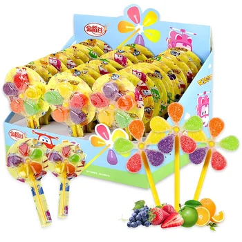 Factory OEM Customize Gummy Lollipops in Fruity Flavors 30-Piece Windmill Candy for Children Box Packaging