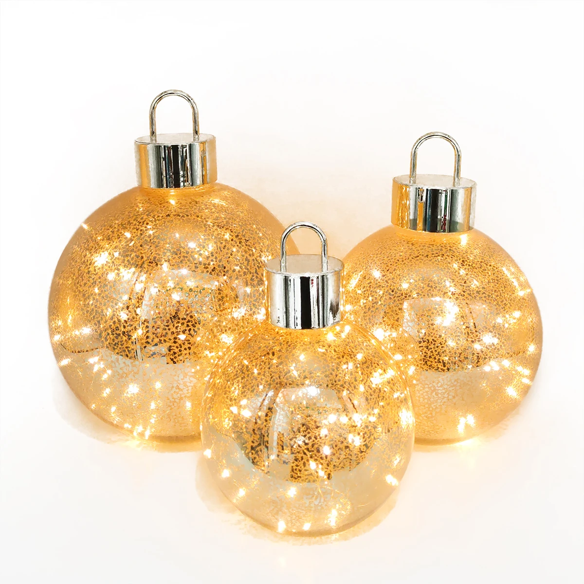 2022 new arrival 100 150 200 mm mercury glass set of 3 big Christmas LED light glass ball large globe home decoration for sale details