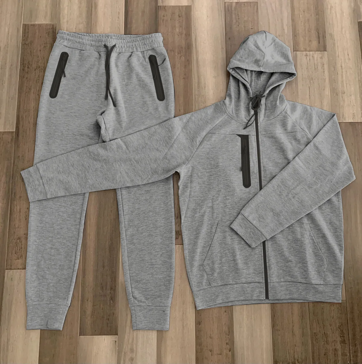 Wholesale Mens Sweat Suits Zips 2 Pieces Hoodie Set Jogging Suit