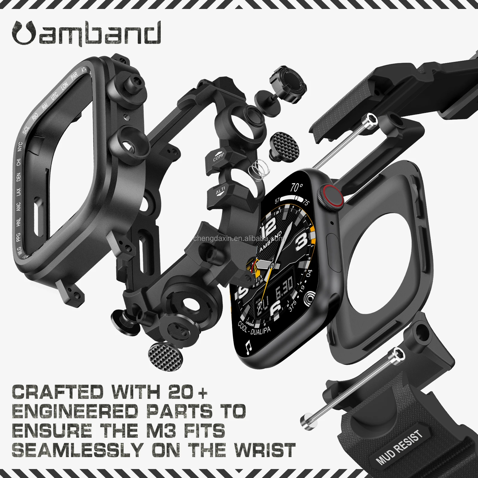 Luxury New Design Mod Kit Zinc Alloy case Silicone Band Replacement Strap for apple Watch SE 10 9 8 7 44mm 45mm 46mm 49mm Ultra