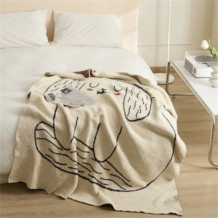 CEG New Design Soft Dog Cartoon Animal Pattern Polyester Knitted Throw Microfiber Blanket Winter Home factory