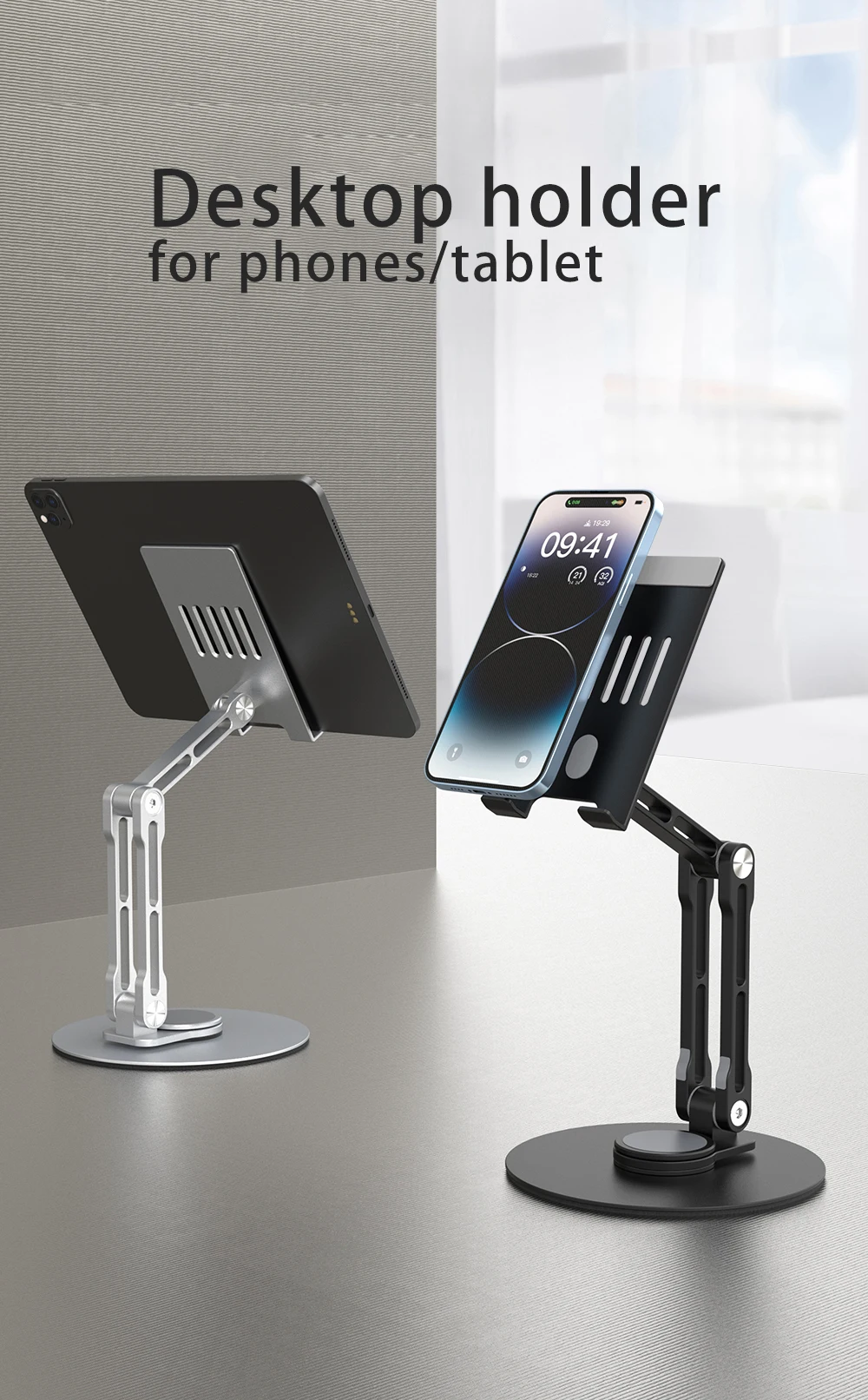 Metal Portable Desktop Phone Stand Tablet Holder Adjustable Flexible ...