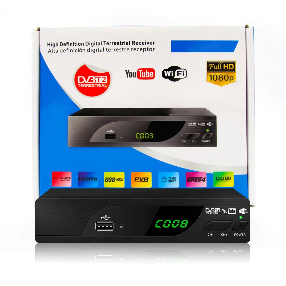 Smart Tv Box Digital TV Receiver DVB-T2 FTA 1080P Decoder MPEG4 DVBT2 SET-TOP BOX for Colombia