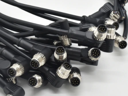 DIN M12 Male Right Angle Plug 2A Rated Current 8 Pin Connector Cable for Welding Wire & Cable Connectors