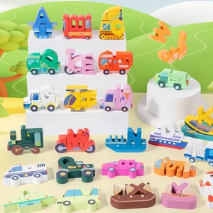 Children's Educational Wooden Puzzle Toy for English Learning Alphabet Board Shape Animal Color Matching Cognitive Toy for Kids