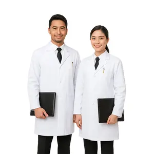 Wholesale Custom Unisex Long Sleeve White Lab Coat Medical Nurse Uniform Hospital Doctor White Lab Coat