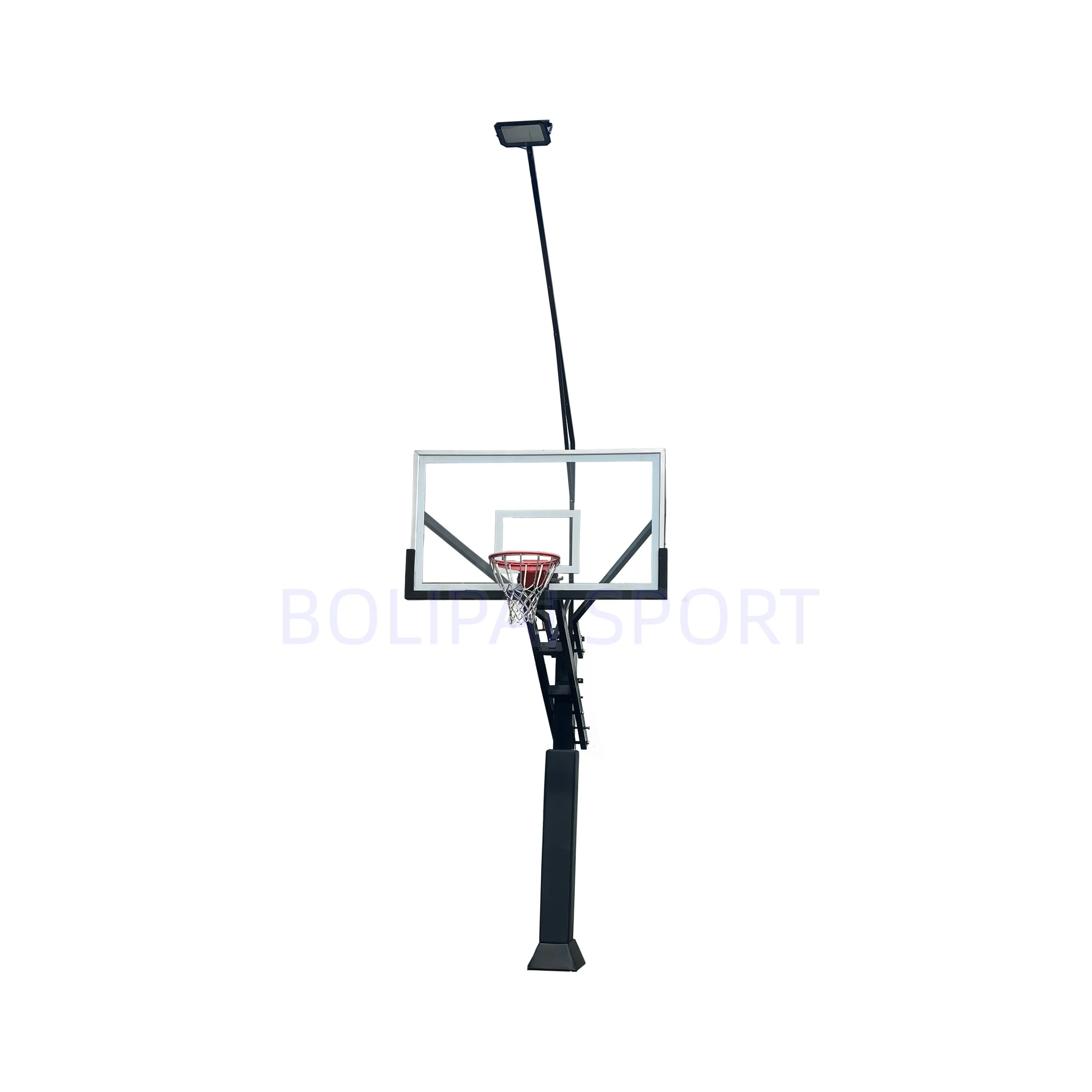 Made in China Inground Height Adjustable Basketball Hoop Stand Outdoor Basket Ball Pole with Light