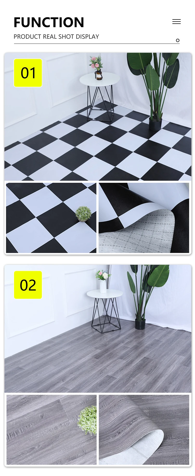 Waterproof Antislip Linoleum Vinyl Flooring Rolls Red Felt Back Pvc