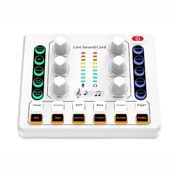 M8 sound card for live streaming, optional 48V microphone, universal for computers and mobile phones