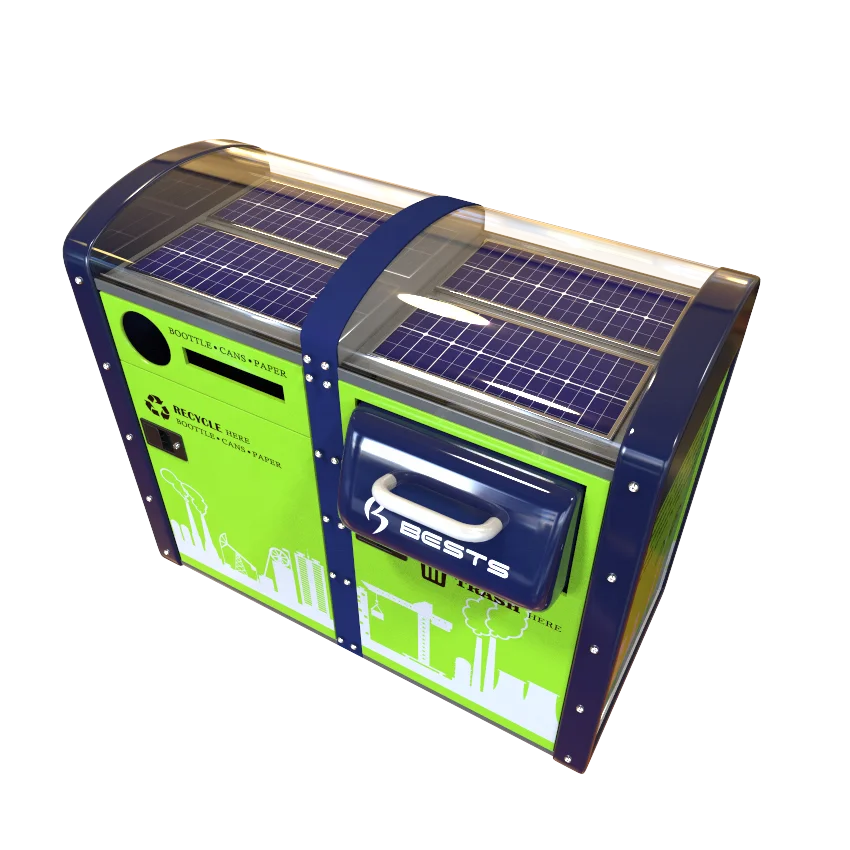2021 Outdoor Garbage Bins Solar Powered Intelligent Trash Smart Bin