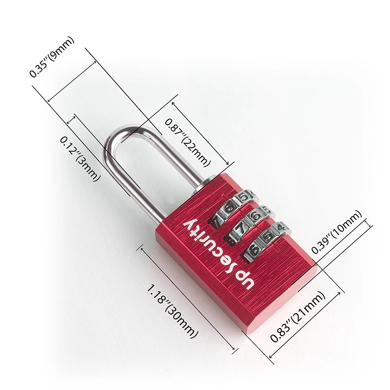 3 Dial Combination Locks for Mini Safe School Bag Zipper Lock Quality 20mm Aluminum Small Padlock for Diary Jewellery Box