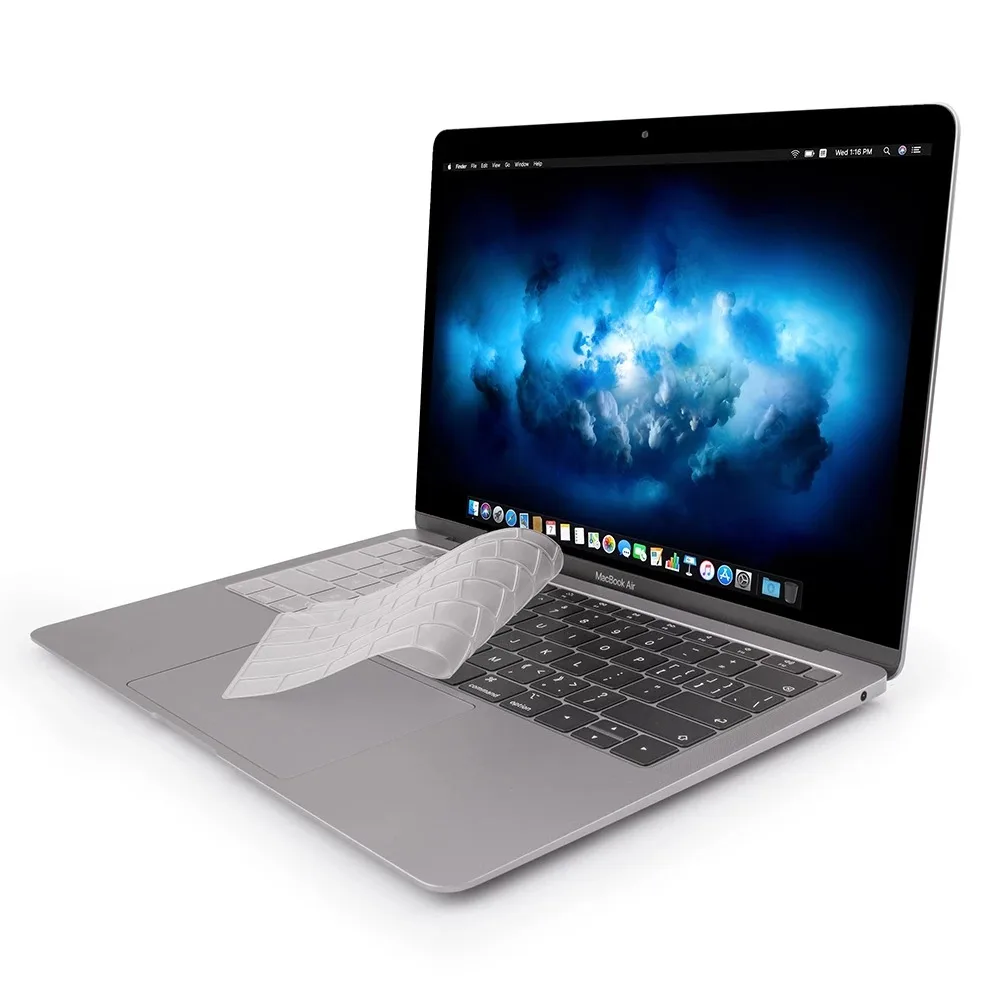 JCPAL FitSkin Ультра Прозрачный тонкий протектор клавиатуры для MacBook Air (с Touch ID) Водонепроницаемый силикон
