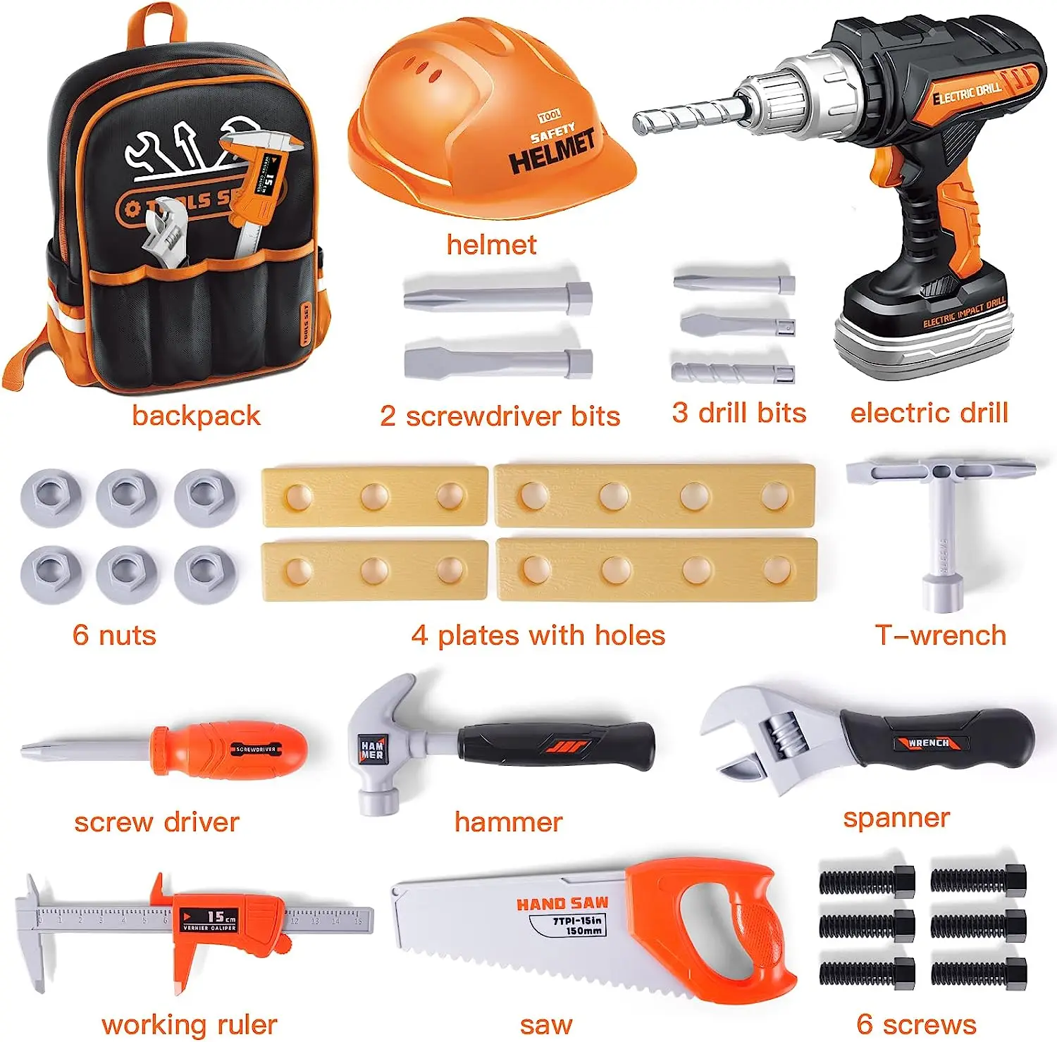 Новинка детский рюкзак для хранения электрик игрушка механик инструменты ролевых игр набор электрическая дрель