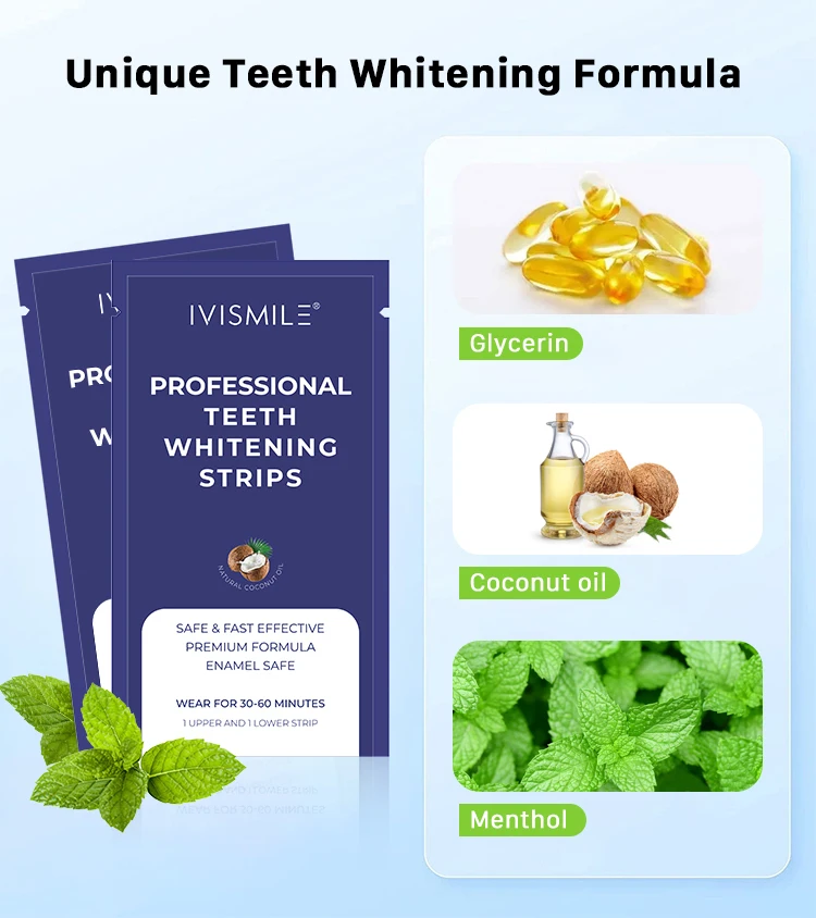 2025 Top New Advanced Remove Tooth Stains Non Peroxide Teeth Whitening Strips With Custom Logo