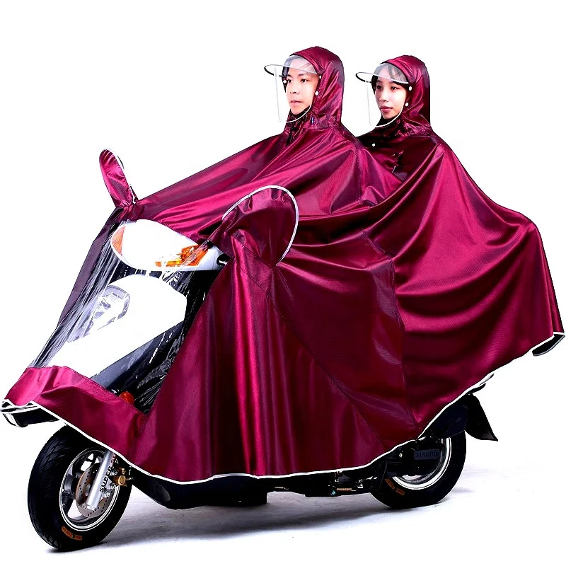 PVC Leather Two Person Poncho Raincoat Rain Coat  Rainwear for Motorbike