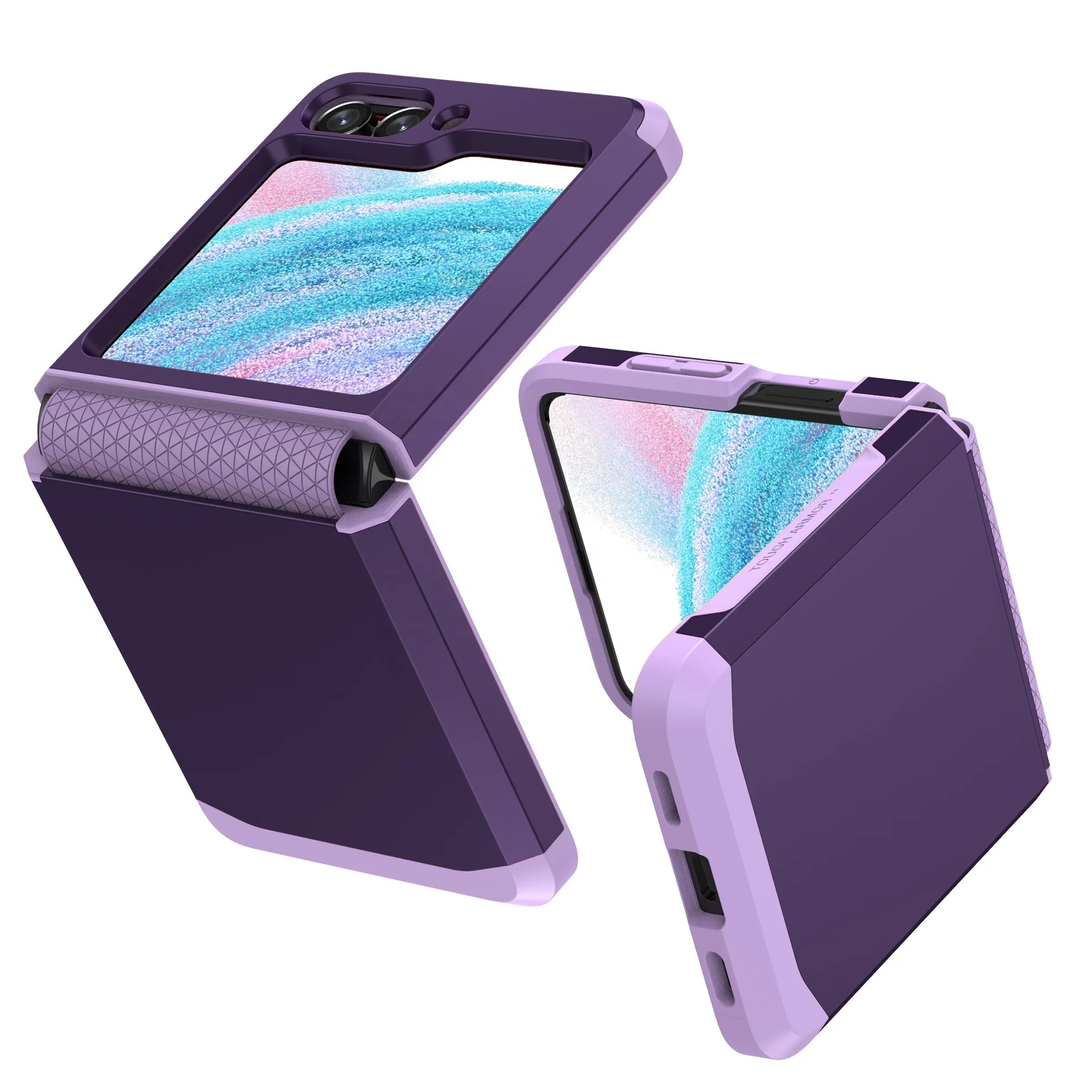 Armor Phone Case For Samsung Z Flip 6/5/4/3 2 In 1 Tpu Pc Heavy Duty Shockproof Full Body Protective Cover