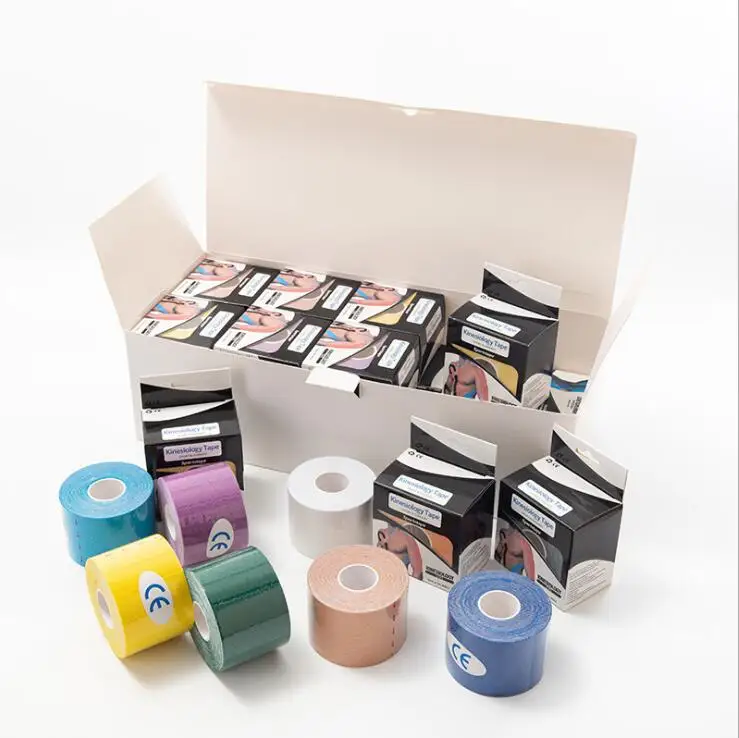 Лучшая распродажа, многоцветная эластичная защитная лента Kinesios, мышечная вискоза, спортивная водонепроницаемая кинезиологическая лента с принтом логотипа