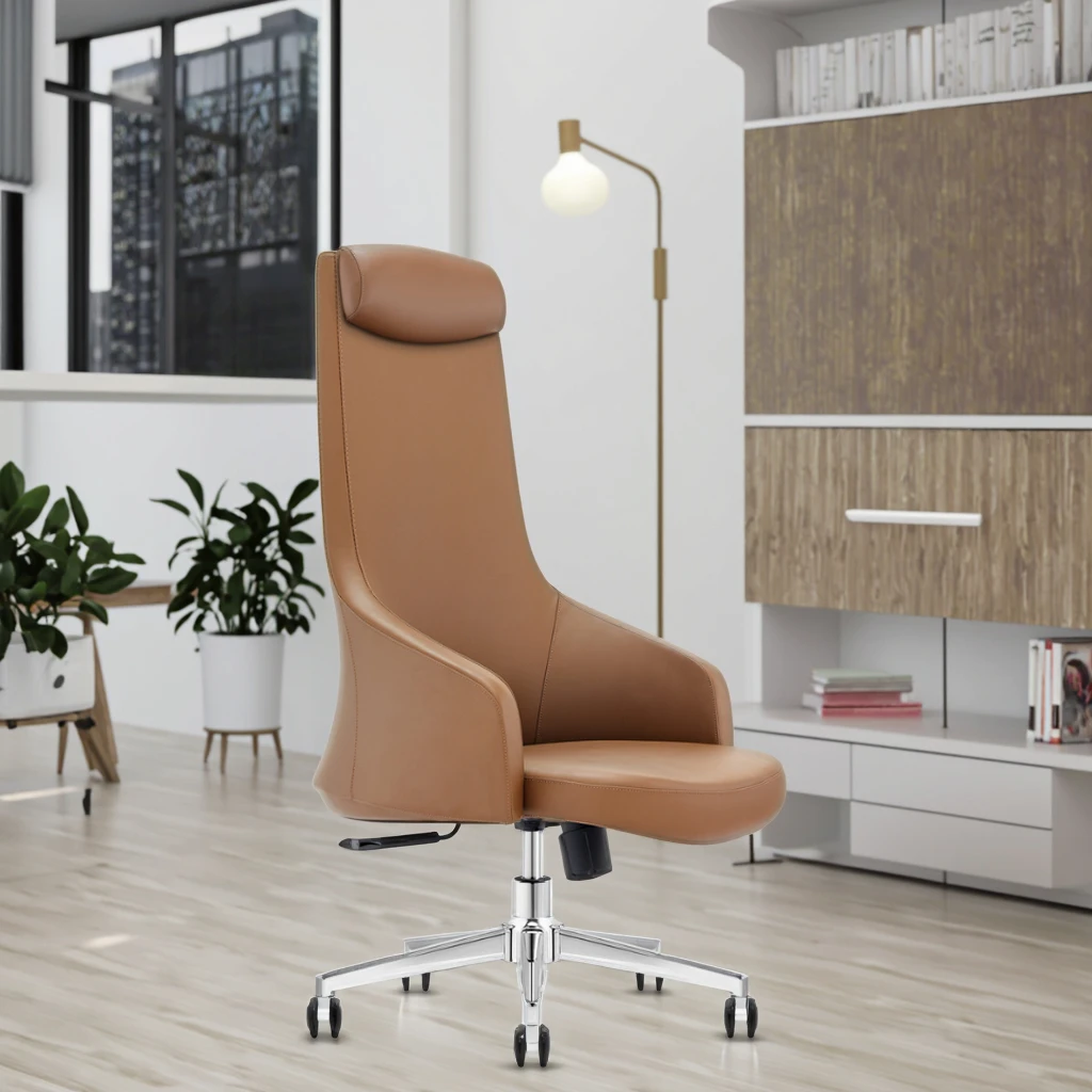 Professional Modern Executive Leather Chair with Adjustable Height Thick Steel Base Heavy Duty Mechanism for Corporate Interiors 3