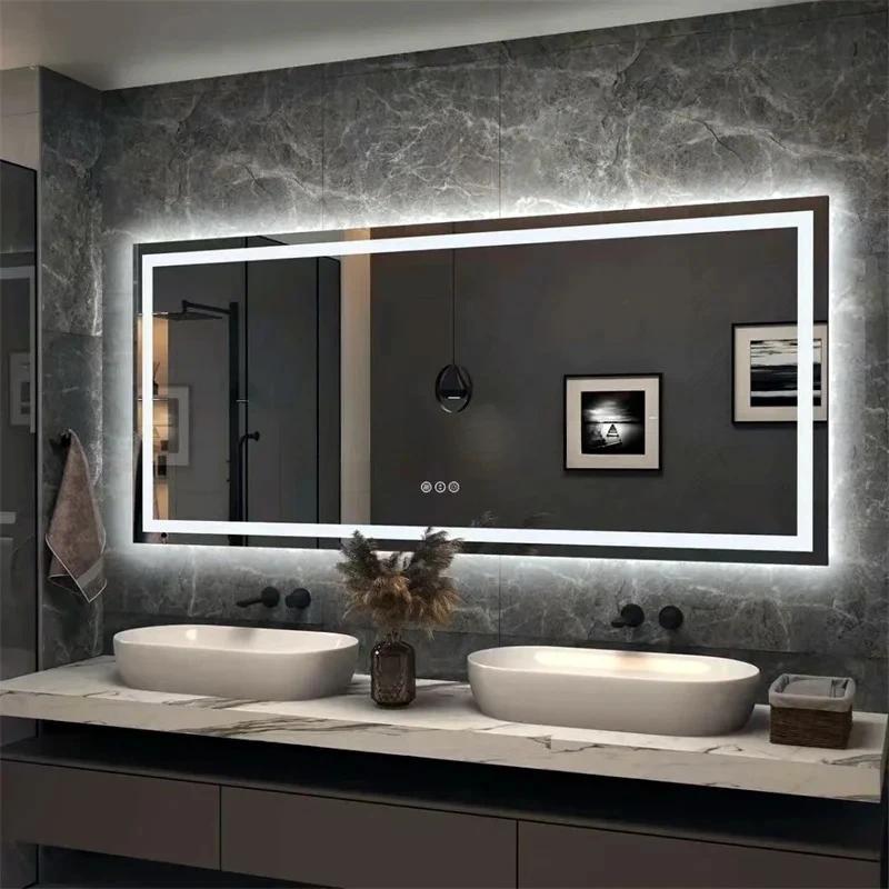product hot selling factory design smart led bathroom mirror rectangular anti fog with light-3