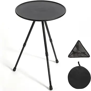 Detachable Portable Camping Table Aluminum Alloy Height Adjustable Outdoor Picnic Table Round