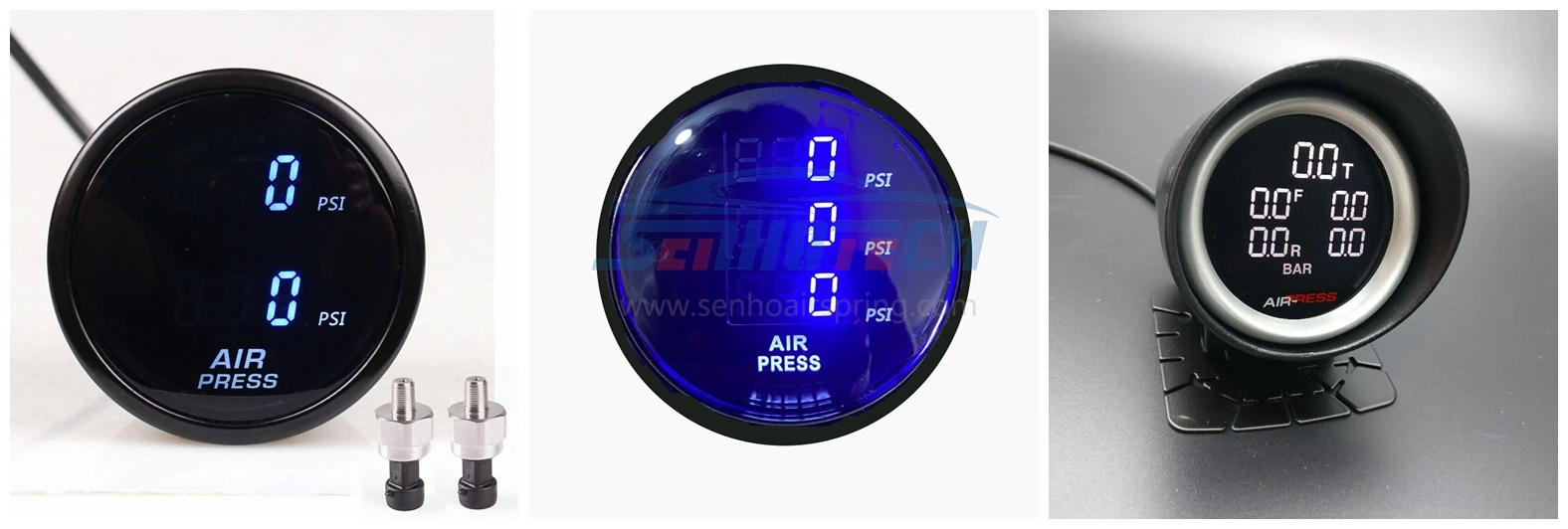 Led Air Suspension Pressure Gauge Air Bag Pressure Gauge Kit 7 Color 5 Digital For Air Ride