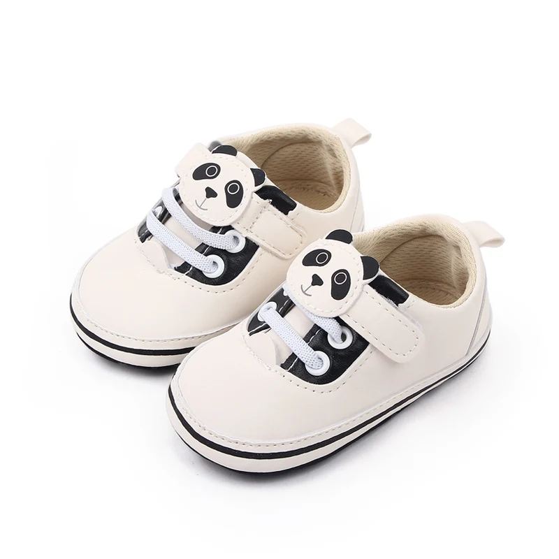 Cute Panada Design Hook&loop Soft Leather PU Baby Toddler Boys and Girls Shoes Newborn Infant Unisex Shoes factory