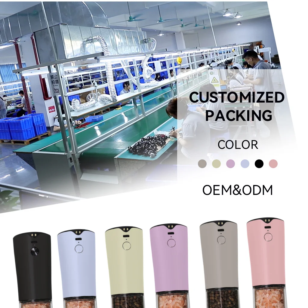 Kitchen Gadgets Metal Flower One Button Control Mini Electric Salt and Pepper Grinder Set Portable Pepper Mill Good for Travel