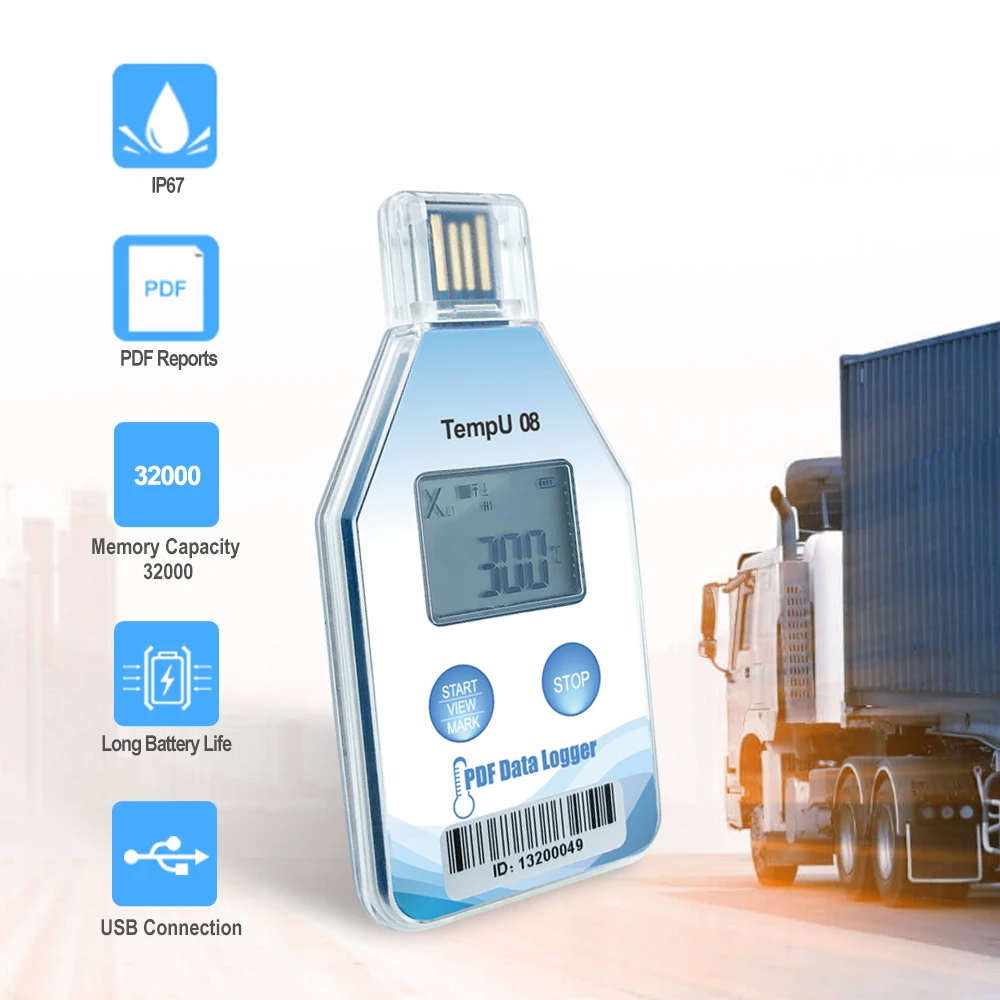Universal Monitoring Device PDF Thermometer High Accuracy Temp Record USB Temperature Data Logger