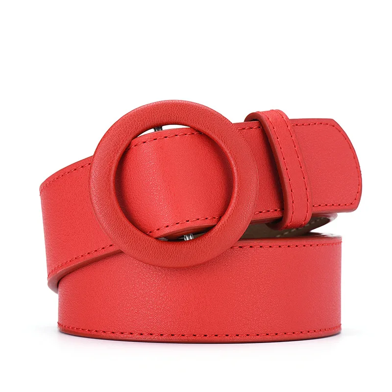 Women's Soft Pu Leather Double Ring Metal Buckle Belt Waist Belt - Main Image