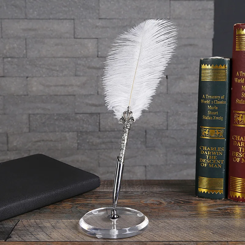 Pink Ostrich Feather Quill Pen