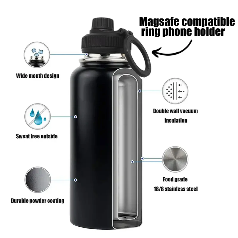 Doule Wall Vacuum Insulated 304 Stainless Steel Thermos Magnet Water ...