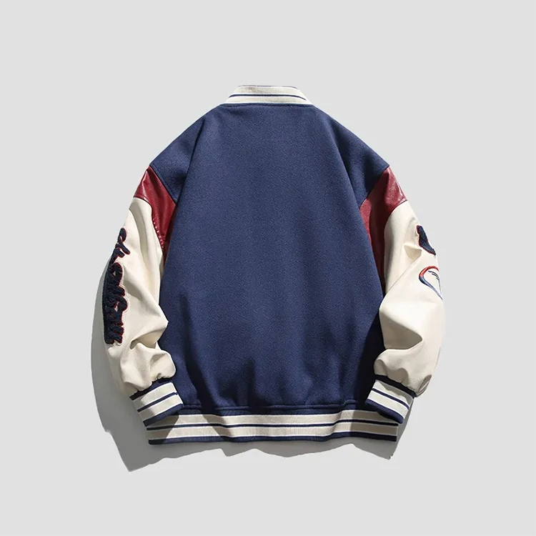 High Quality Chenille Embroidery Varsity Jacket Men Custom Logo Chain Patch Letterman Jacket Bomber Baseball Vintage Jacket gallery 2