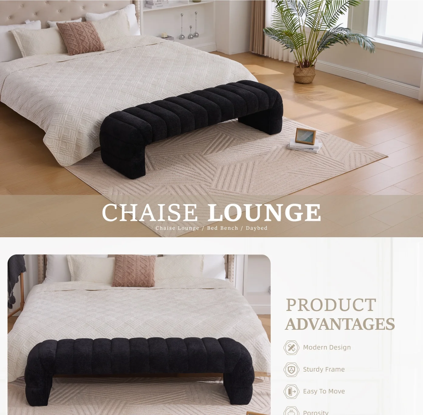 Elvarenae Aveline Channel-Tufted Bench — product detail