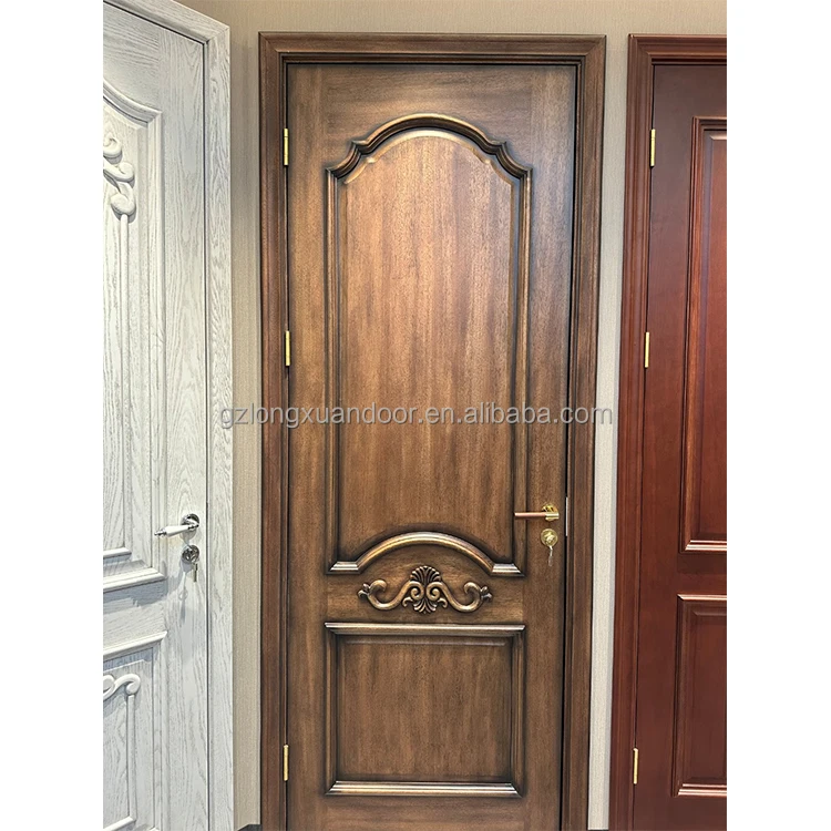 High-End European Style Solid Wood Door with Italian Door Frame Roman Column Elegant Design for Luxury Homes for Halls